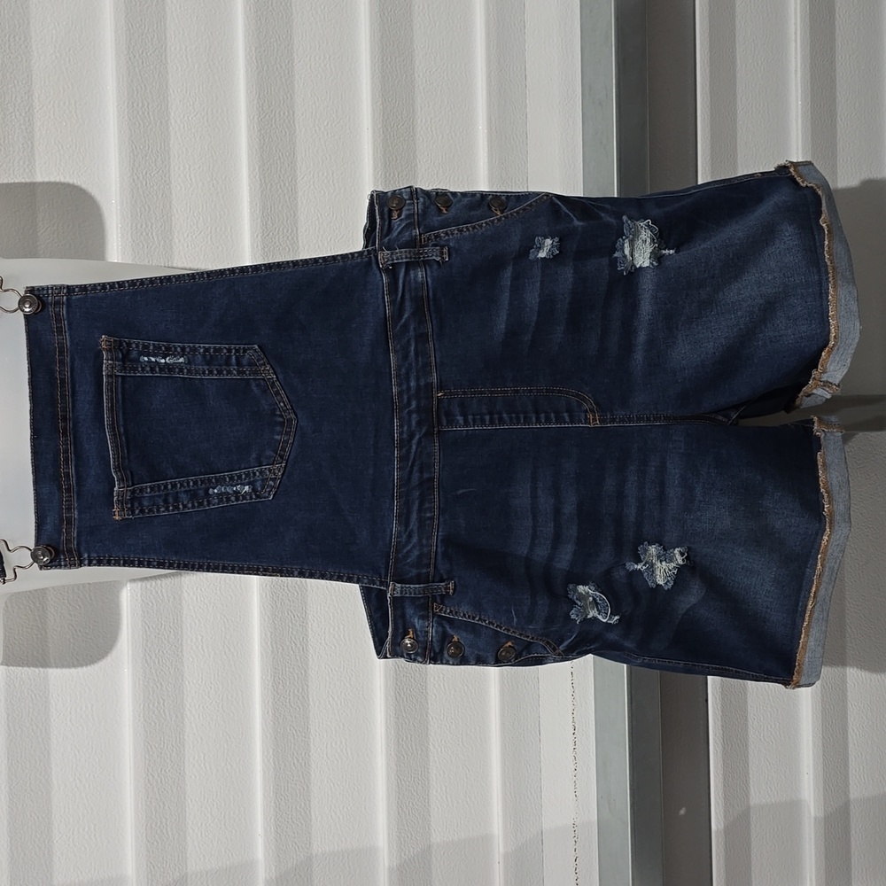 WAX JEANS Distressed Overalls Shorts Size M - Picture 2 of 15